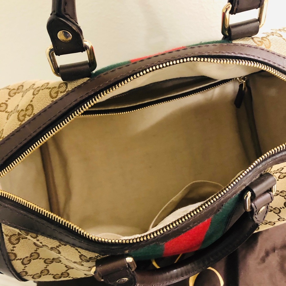 Authentic Gucci Monogram Vintage Medium Boston Bag